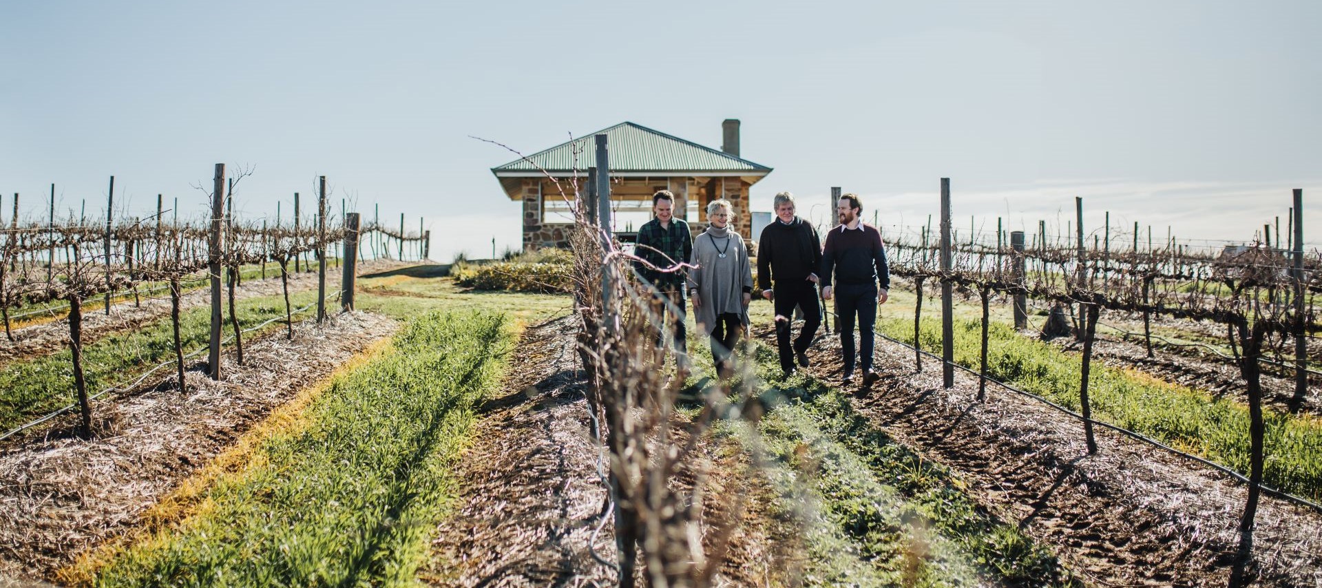 Image of Pikes Vineyards and team walking
